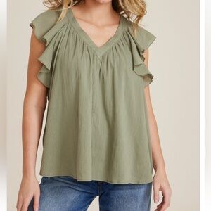Maurices Flutter Sleeve V Neck Blouse